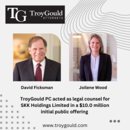 TroyGould Represents SAG Holdings Limited in $10.0 Million Public Offering